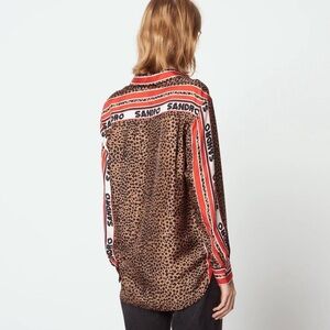 Sandro Silk Oversized Leopard Button Down